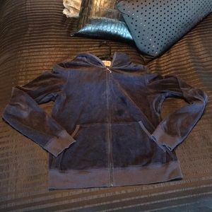 Juicy Couture Navy Velour Zipup Jacket, Size: XL